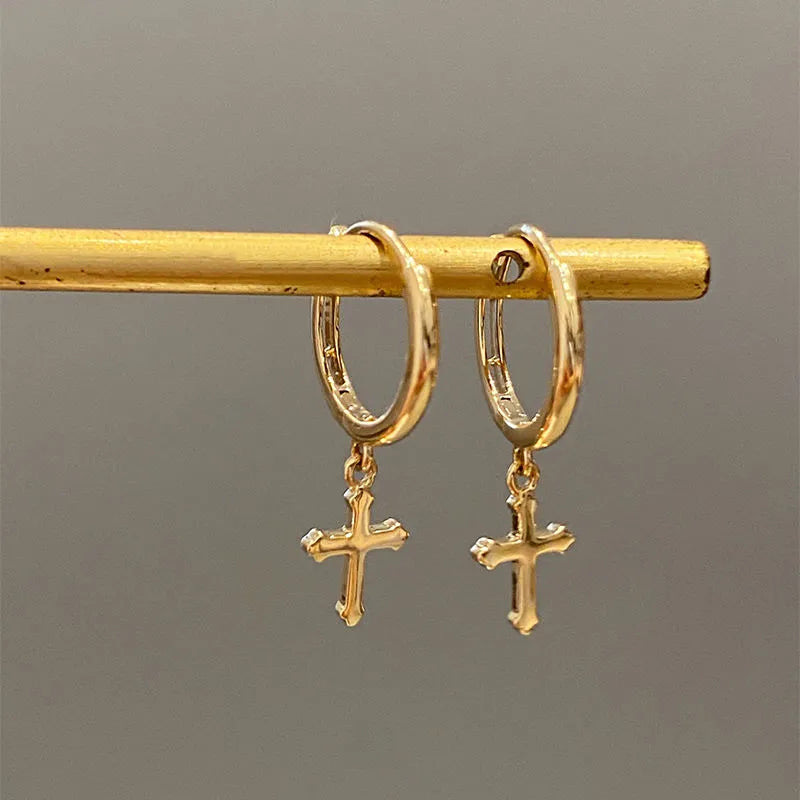 Gold Cross Hoop Earrings – Stylish and Versatile