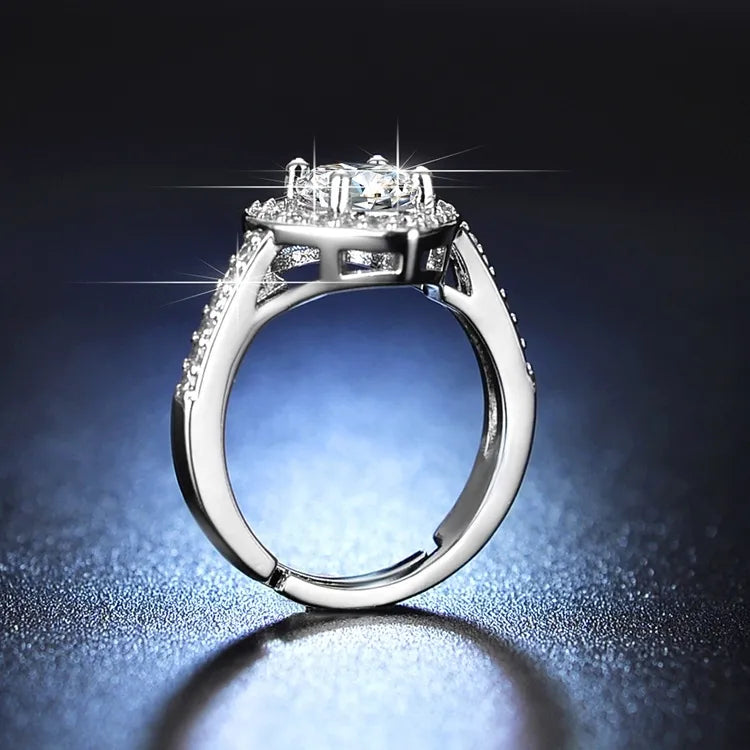 Silver Heart 1-Carat Simulated Moissanite and Zircon Engagement Ring