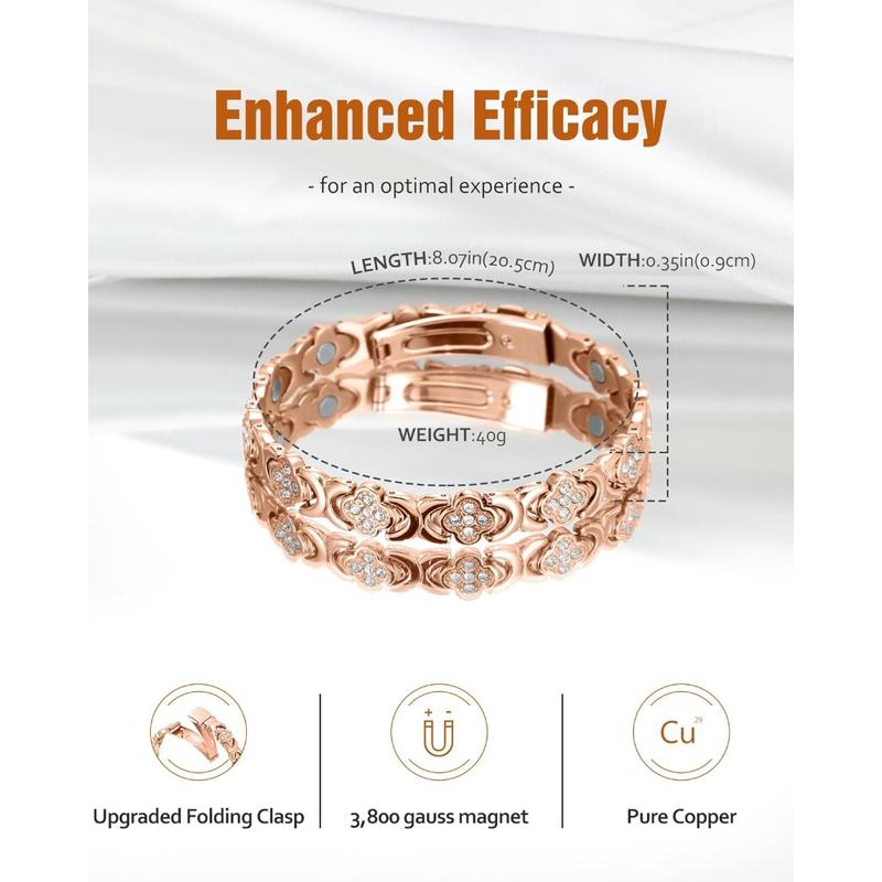 Luminacore Women's Gold/Silver/Rose Gold Pure Copper Bracelet, Pure Copper Magnetic Bracelet with 3500 Gauss Effective Magnets