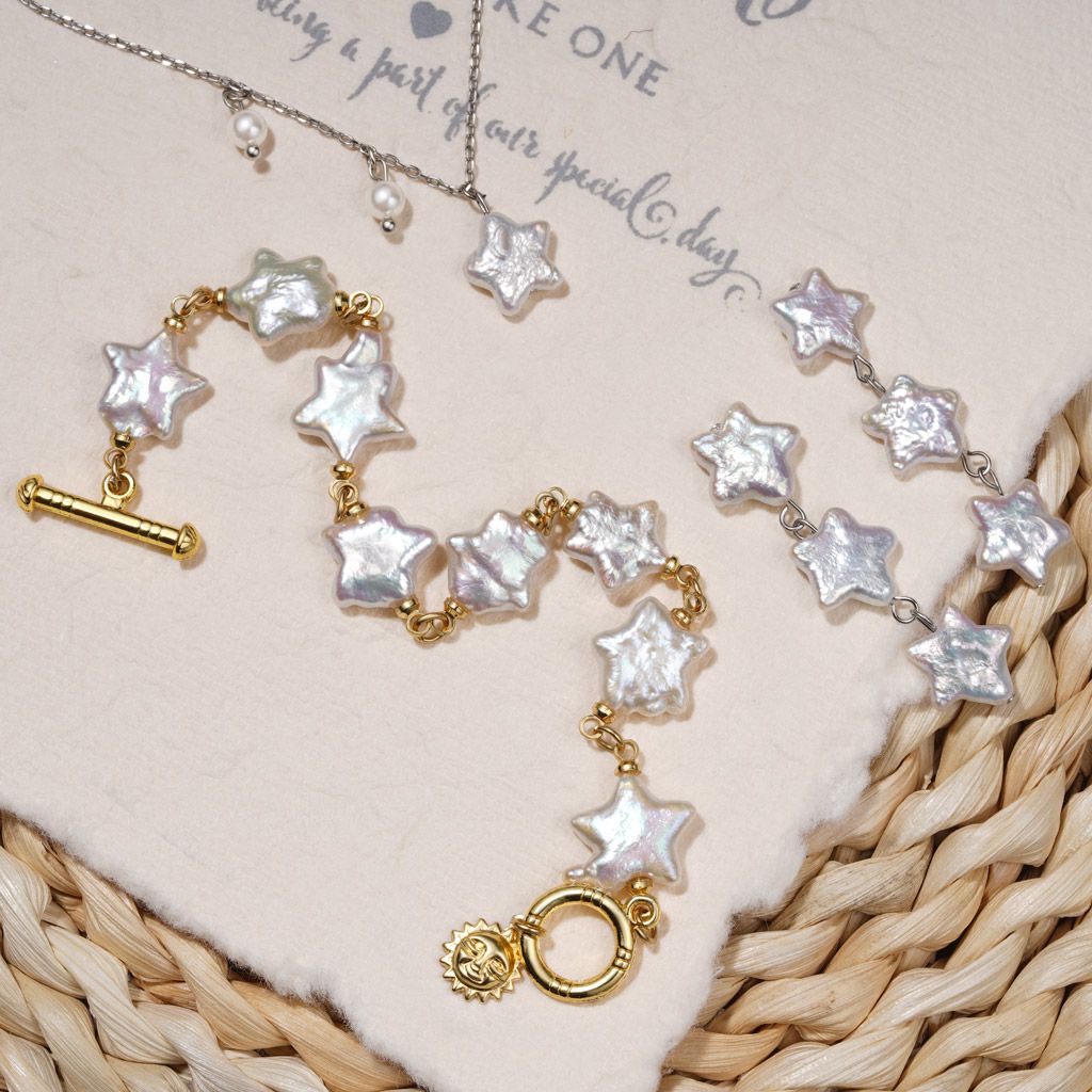 Star 12mm Freshwater Pearl Bracelet, 6.5" + 2" extender