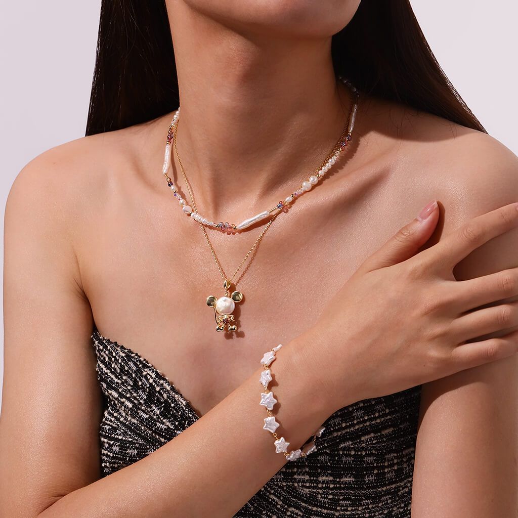 Star 12mm Freshwater Pearl Bracelet, 6.5" + 2" extender