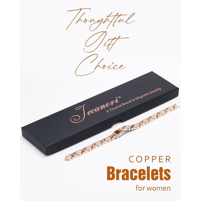 Luminacore Women's Gold/Silver/Rose Gold Pure Copper Bracelet, Pure Copper Magnetic Bracelet with 3500 Gauss Effective Magnets