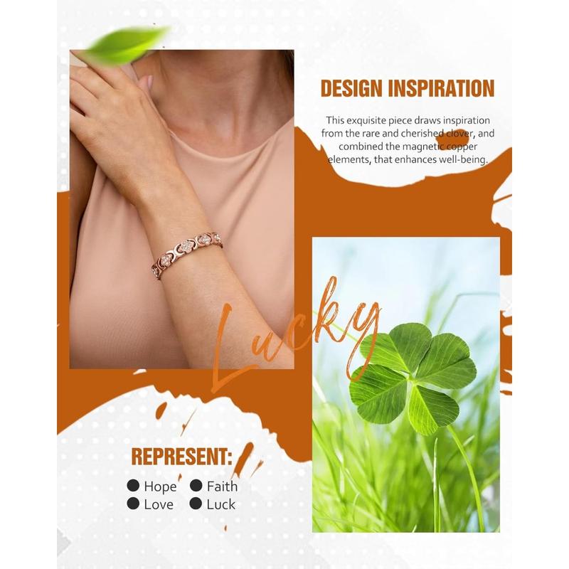 Luminacore Women's Gold/Silver/Rose Gold Pure Copper Bracelet, Pure Copper Magnetic Bracelet with 3500 Gauss Effective Magnets