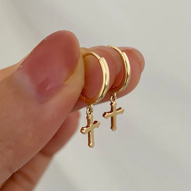 Gold Cross Hoop Earrings – Stylish and Versatile