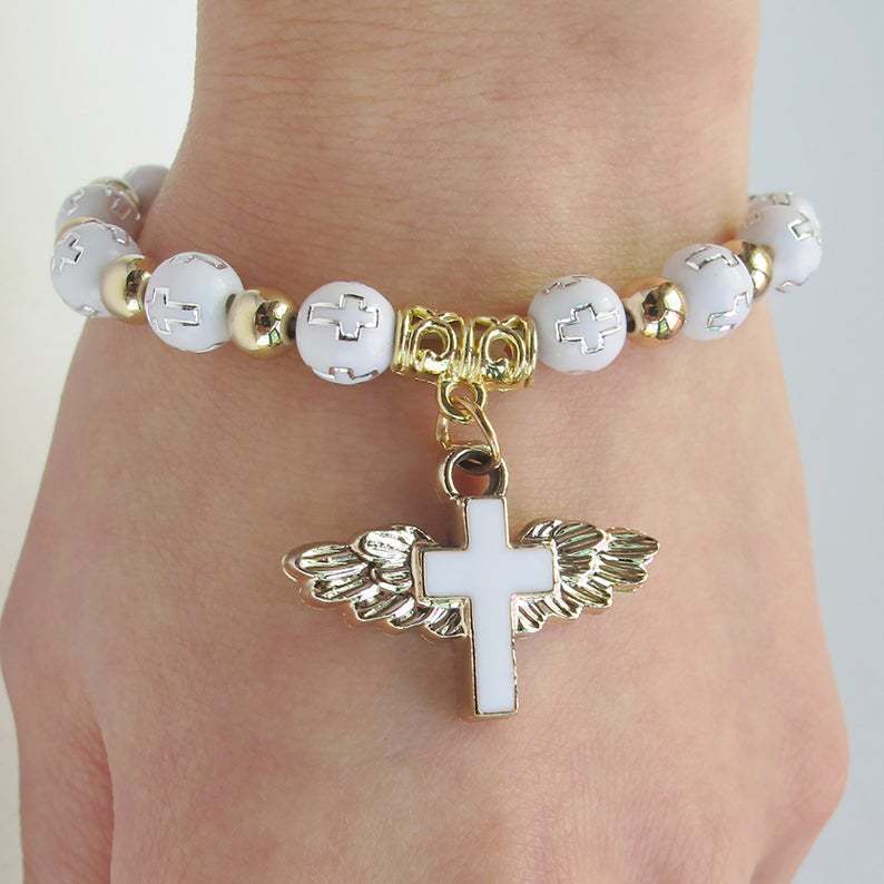 Unisex Angel Cross Bracelet – Elegant and Meaningful Design