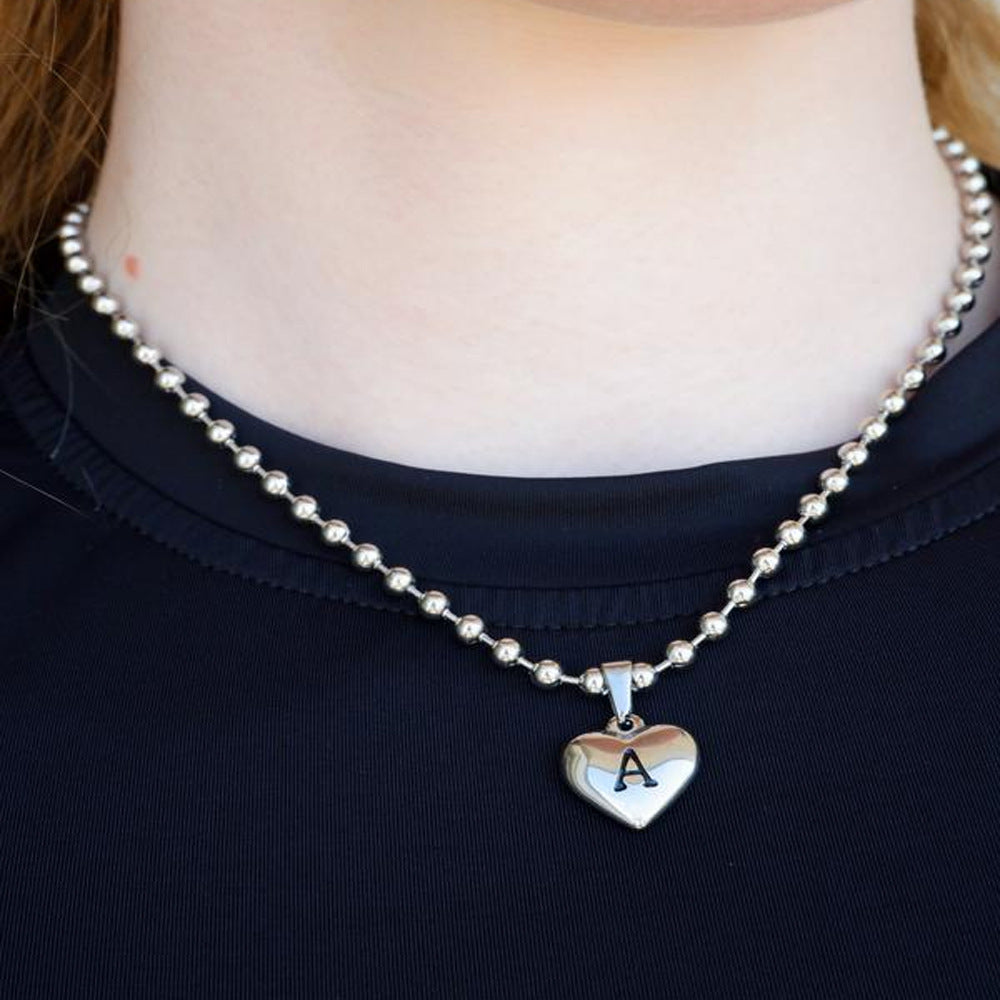 Silver Fashionable 26 Letters Heart Pendant Necklace – Holiday Gift Jewelry