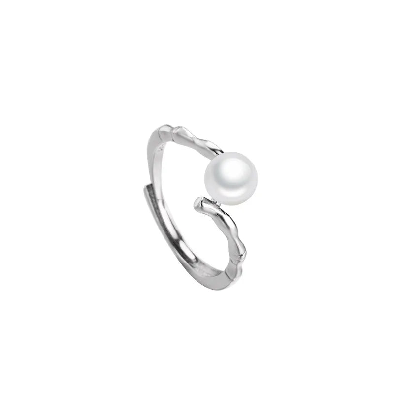 Silver 6mm Freshwater Pearl Stylish Minimalist Eternity Ring