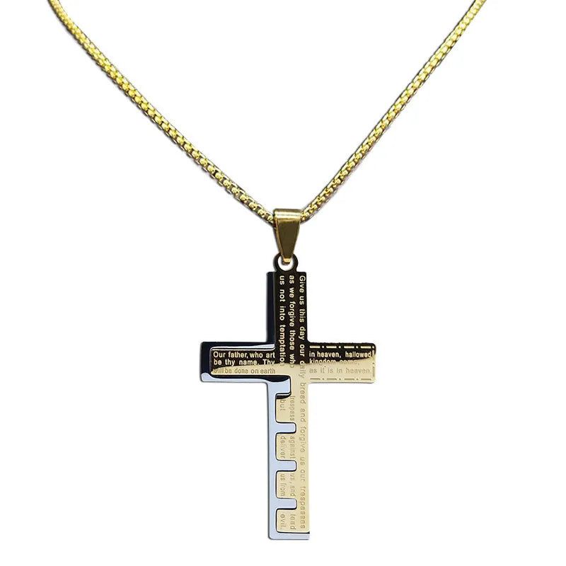 Personalized Cross Pendant Necklace – Choose Gold, White, or Black, Stylish and Versatile