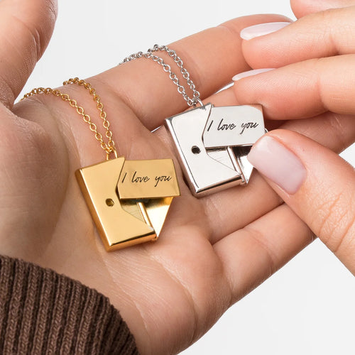 LOVE Letter Pendant Necklace – Couple's Symbol of Love, Available in Gold or Silver
