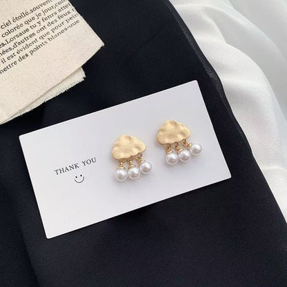 Gold and Silver Cloud 10-15mm Freshwater Pearl Fashion Drop Earrings – Gift Idea