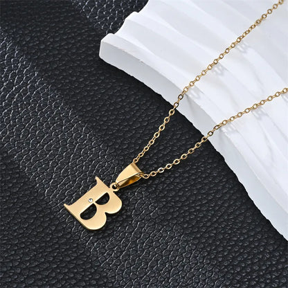 Gold 26 Letters Simple Pendant Necklace – Available in Different Letters