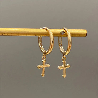 Gold Cross Hoop Earrings – Stylish and Versatile