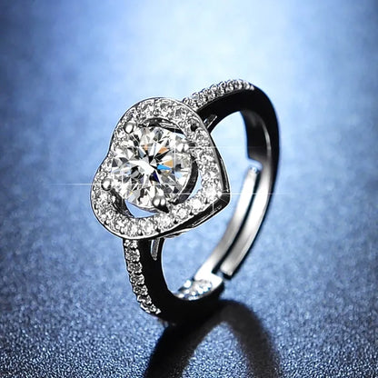 Silver Heart 1-Carat Simulated Moissanite and Zircon Engagement Ring