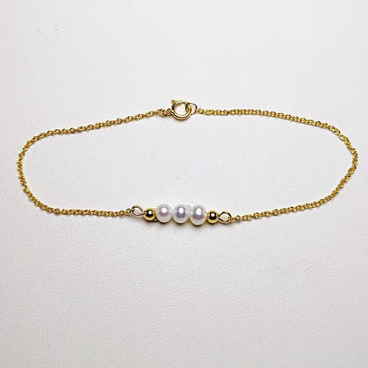 4mm Round Pearl Bracelet - Available in Gold and White