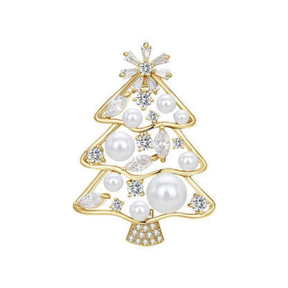 Fashionable Gold Christmas Tree Pendant Necklace with 4-8mm Freshwater Pearls – The Perfect Christmas Gift