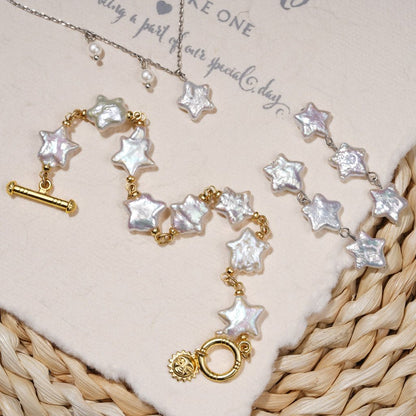 Star 12mm Freshwater Pearl Bracelet, 6.5" + 2" extender