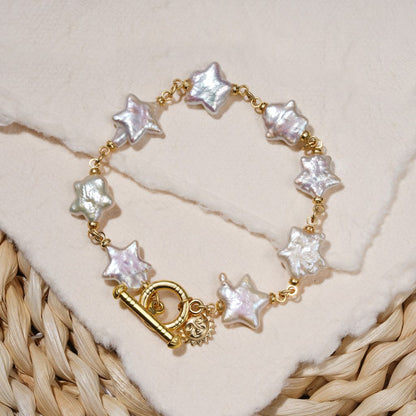 Star 12mm Freshwater Pearl Bracelet, 6.5" + 2" extender