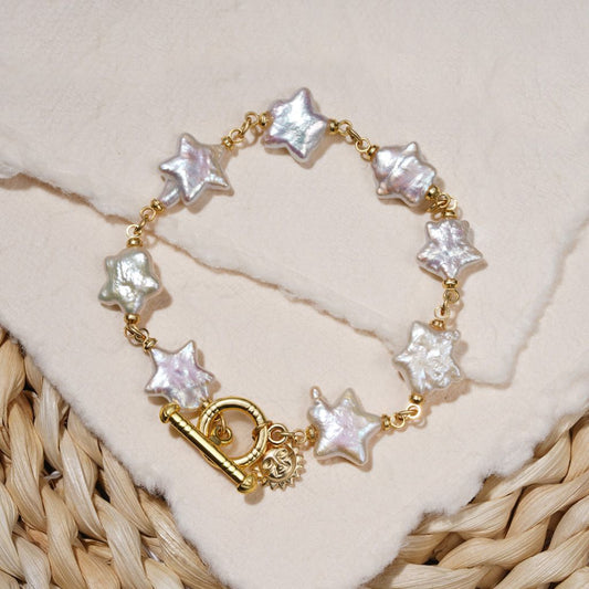 Star 12mm Freshwater Pearl Bracelet, 6.5" + 2" extender