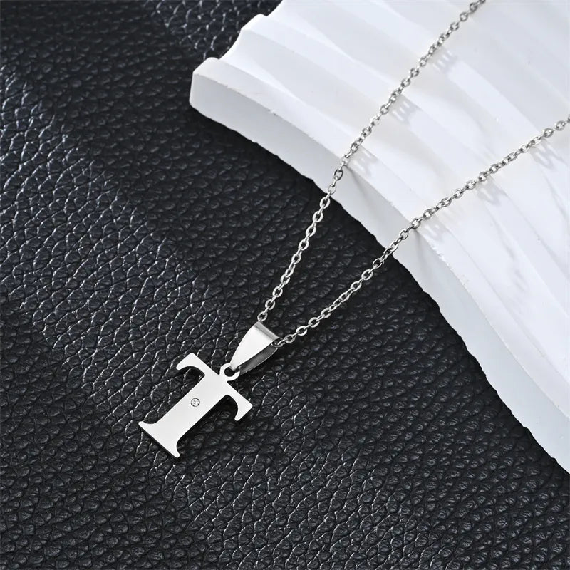 Silver 26 Letters Simple Pendant Necklace – Available in Different Letters