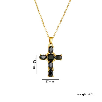 Gold Zircon Cross Fashionable Versatile Personalized Pendant Necklace