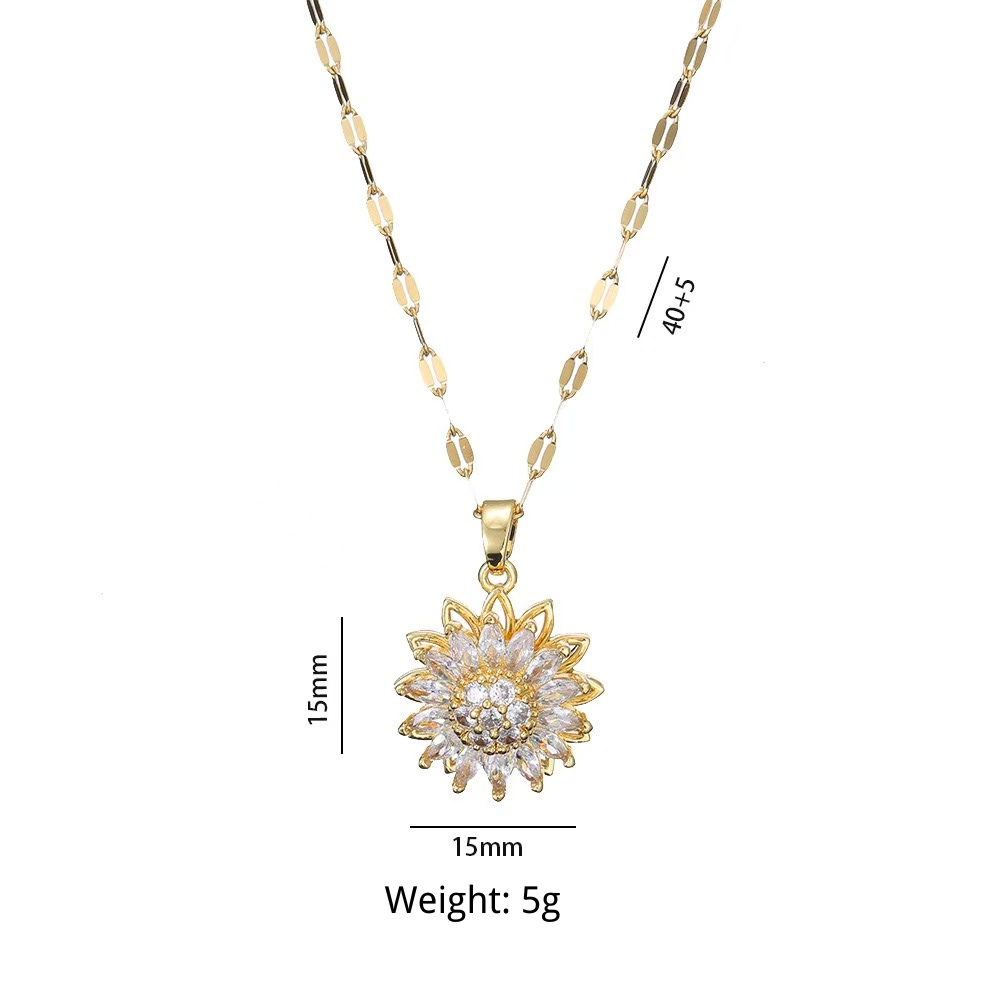 Women's Gold and Silver Spinning Sunflower Necklace – Stress Relief and Relaxing Jewelry