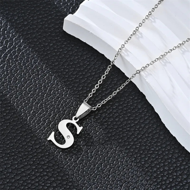 Silver 26 Letters Simple Pendant Necklace – Available in Different Letters