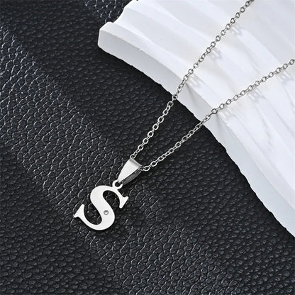 Silver 26 Letters Simple Pendant Necklace – Available in Different Letters