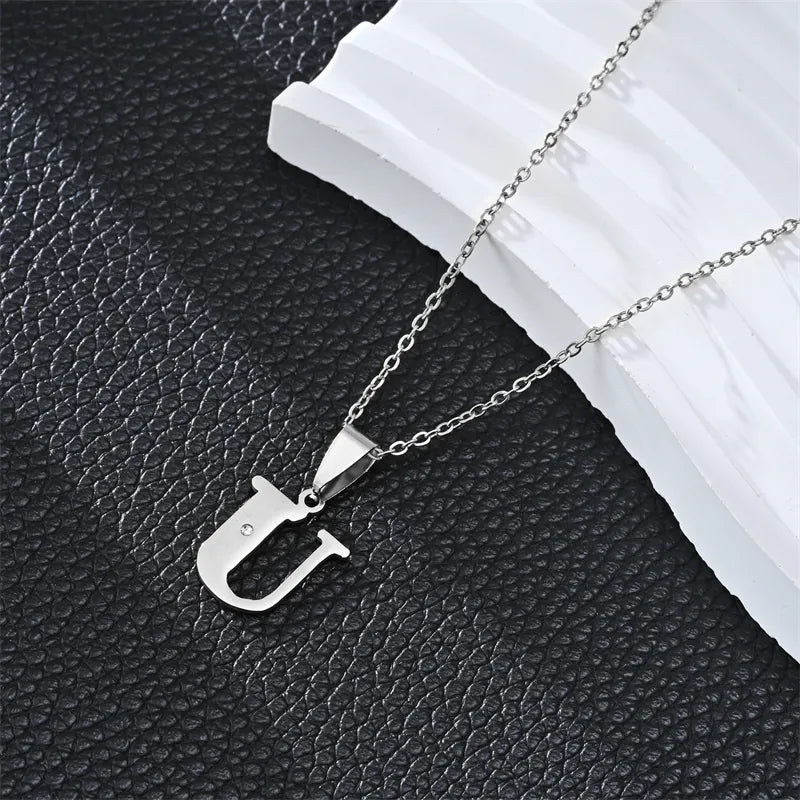 Silver 26 Letters Simple Pendant Necklace – Available in Different Letters
