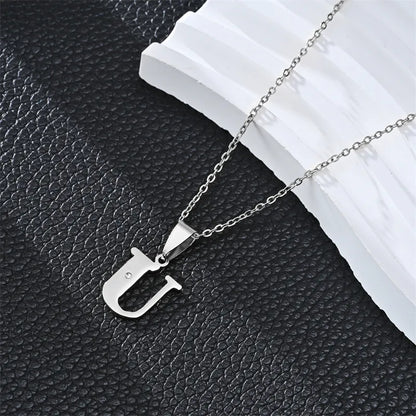 Silver 26 Letters Simple Pendant Necklace – Available in Different Letters