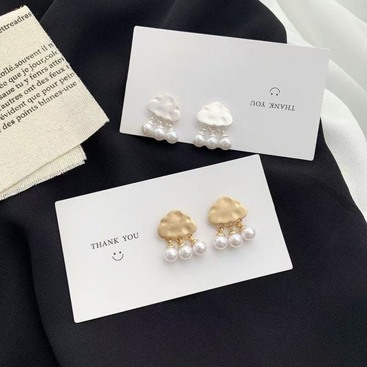 Gold and Silver Cloud 10-15mm Freshwater Pearl Fashion Drop Earrings – Gift Idea