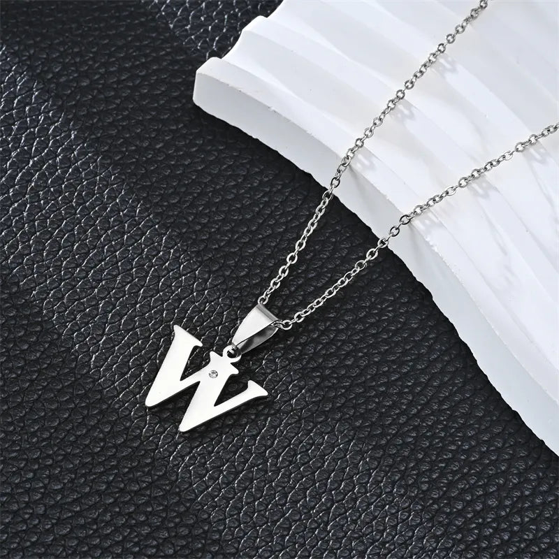 Silver 26 Letters Simple Pendant Necklace – Available in Different Letters