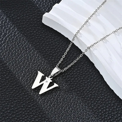 Silver 26 Letters Simple Pendant Necklace – Available in Different Letters