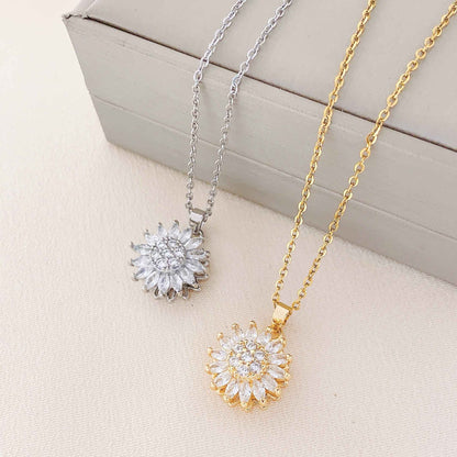 Women's Gold and Silver Spinning Sunflower Necklace – Stress Relief and Relaxing Jewelry