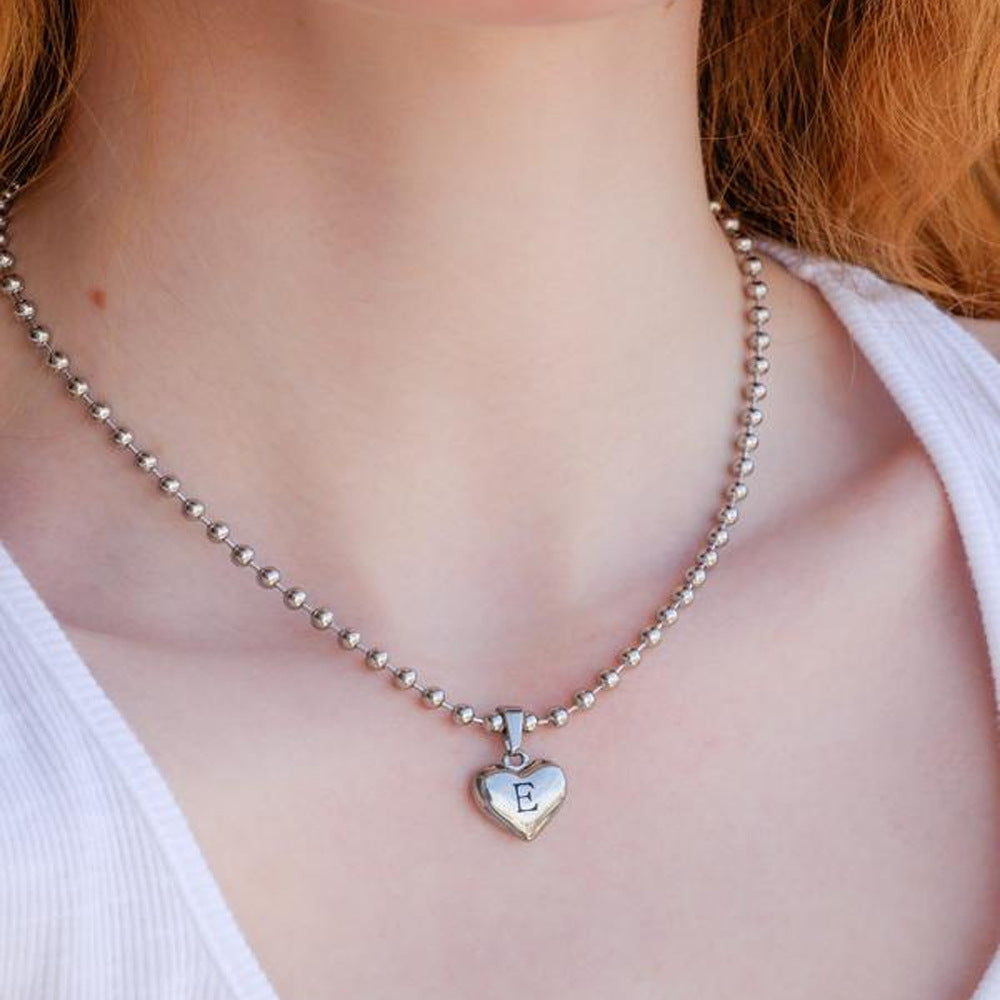 Silver Fashionable 26 Letters Heart Pendant Necklace – Holiday Gift Jewelry