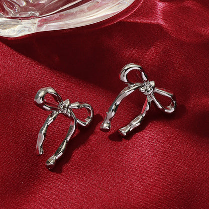 Women's Elegant Bowknot Design Stud Earrings – Available in Gold and White
