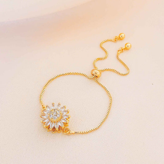 Women's Gold and Silver Spinning Sunflower Bracelet – Stress Relief and Relaxing Jewelry