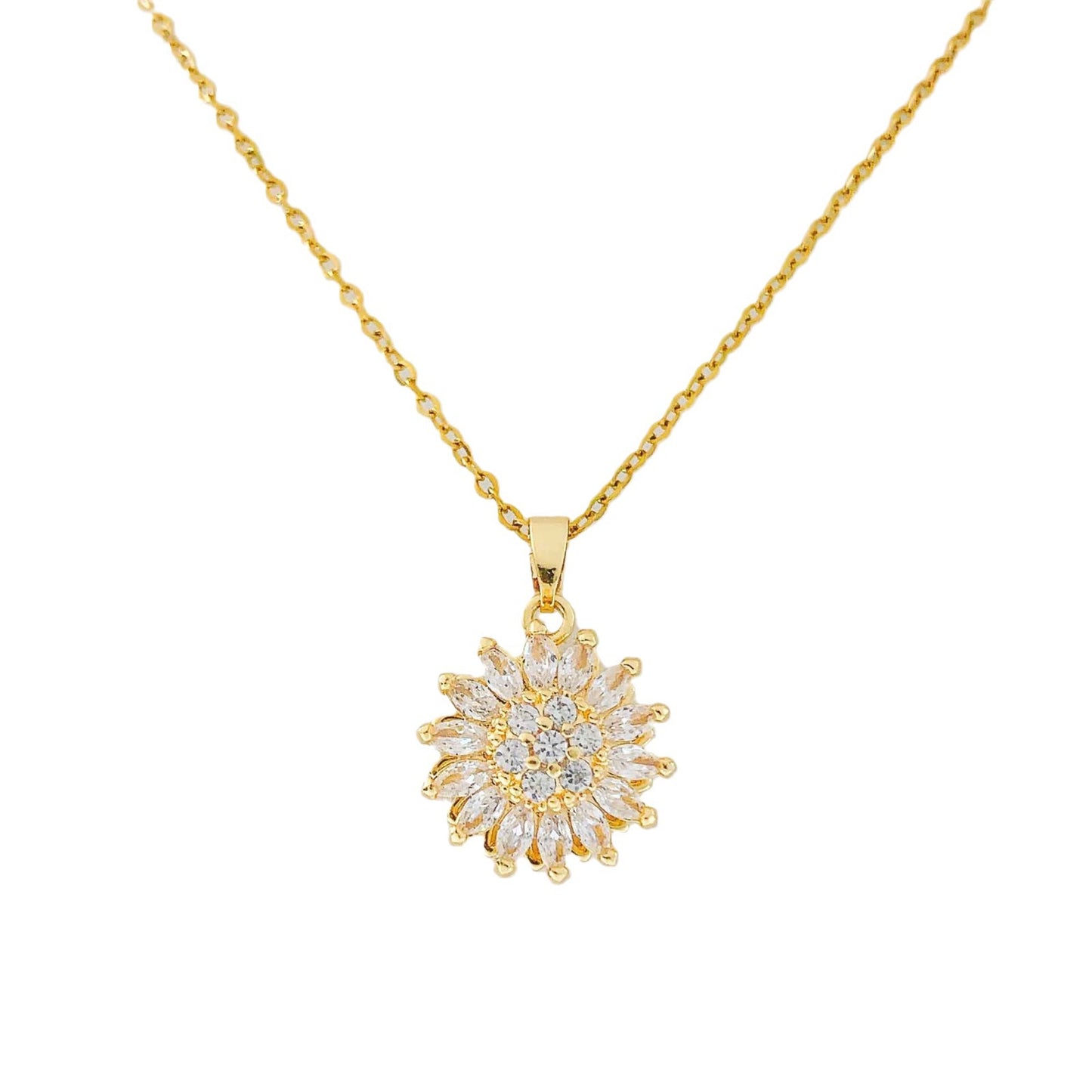 Women's Gold and Silver Spinning Sunflower Necklace – Stress Relief and Relaxing Jewelry