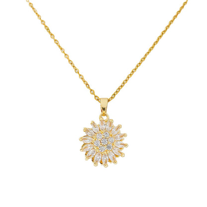 Women's Gold and Silver Spinning Sunflower Necklace – Stress Relief and Relaxing Jewelry