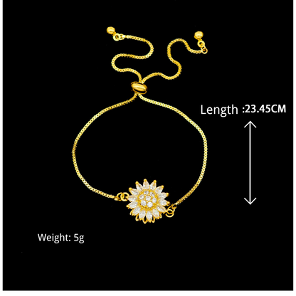 Women's Gold and Silver Spinning Sunflower Bracelet – Stress Relief and Relaxing Jewelry