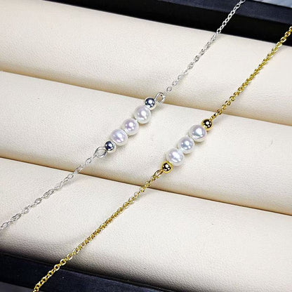 4mm Round Pearl Bracelet - Available in Gold and White