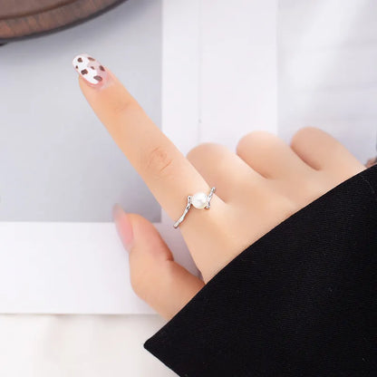 Silver 6mm Freshwater Pearl Stylish Minimalist Eternity Ring