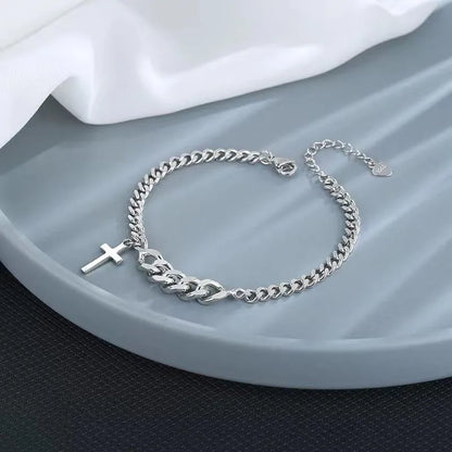 Silver Cross Minimalist Fashion Couple Bracelet