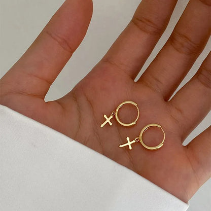 Gold Cross Hoop Earrings – Stylish and Versatile