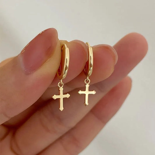 Gold Cross Hoop Earrings – Stylish and Versatile
