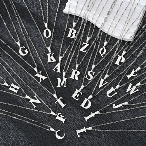 Silver 26 Letters Simple Pendant Necklace – Available in Different Letters