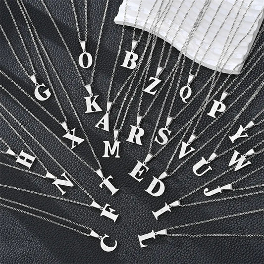 Silver 26 Letters Simple Pendant Necklace – Available in Different Letters