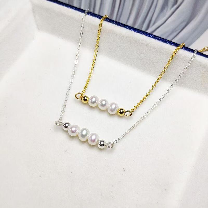 4mm Round Pearl Bracelet - Available in Gold and White