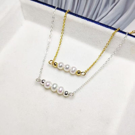 4mm Round Pearl Bracelet - Available in Gold and White