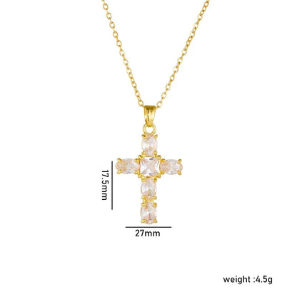 Gold Zircon Cross Fashionable Versatile Personalized Pendant Necklace