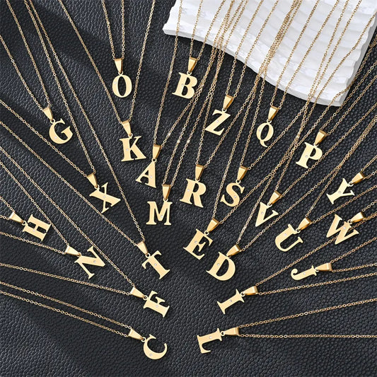 Gold 26 Letters Simple Pendant Necklace – Available in Different Letters